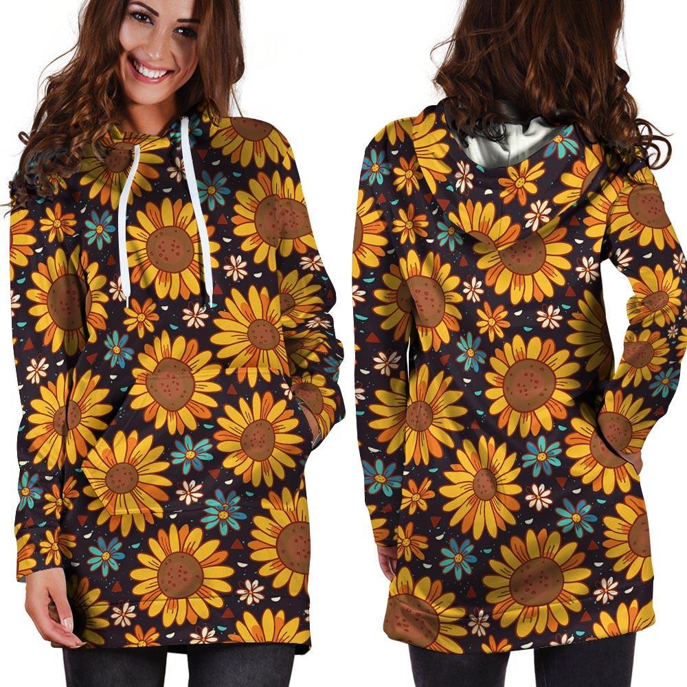 Sunflowr Floral Hoodie Dress-grizzshop