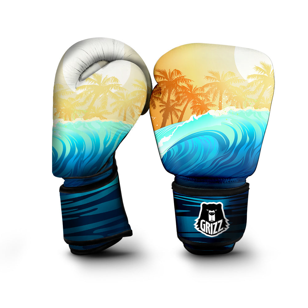 Sunrise Tropical Surfing Wave Print Boxing Gloves-grizzshop