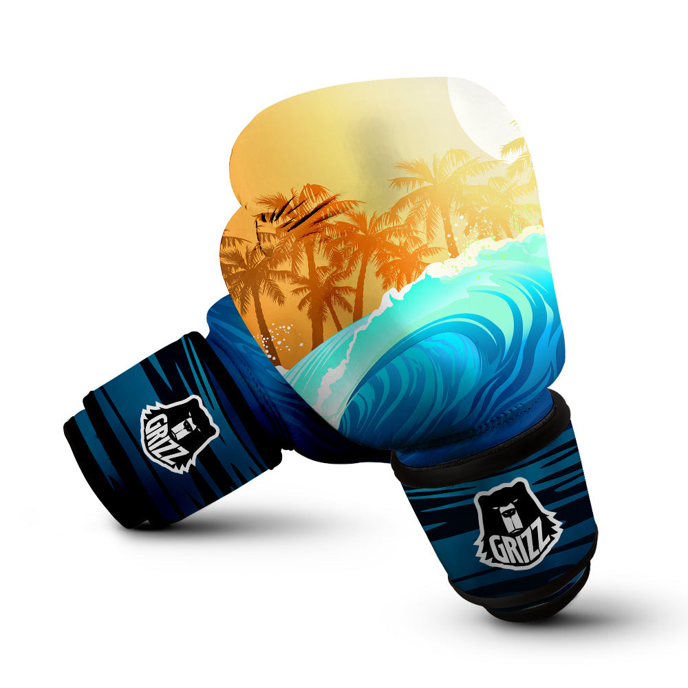 Sunrise Tropical Surfing Wave Print Boxing Gloves-grizzshop