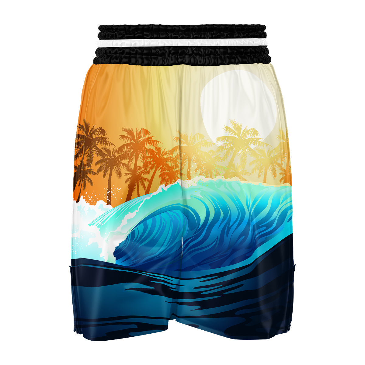 Sunrise Tropical Surfing Wave Print Boxing Shorts-grizzshop