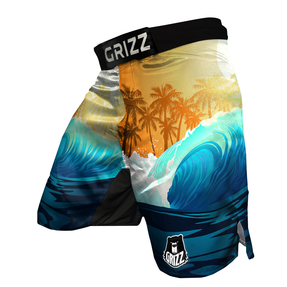 Sunrise Tropical Surfing Wave Print MMA Shorts-grizzshop
