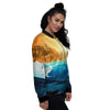 Sunrise Tropical Surfing Wave Print Women's Bomber Jacket-grizzshop