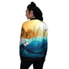 Sunrise Tropical Surfing Wave Print Women's Bomber Jacket-grizzshop