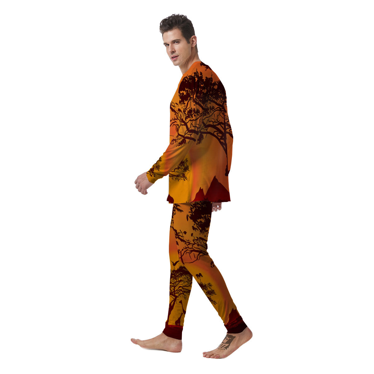 Sunset African Savanna Print Men's Pajamas-grizzshop