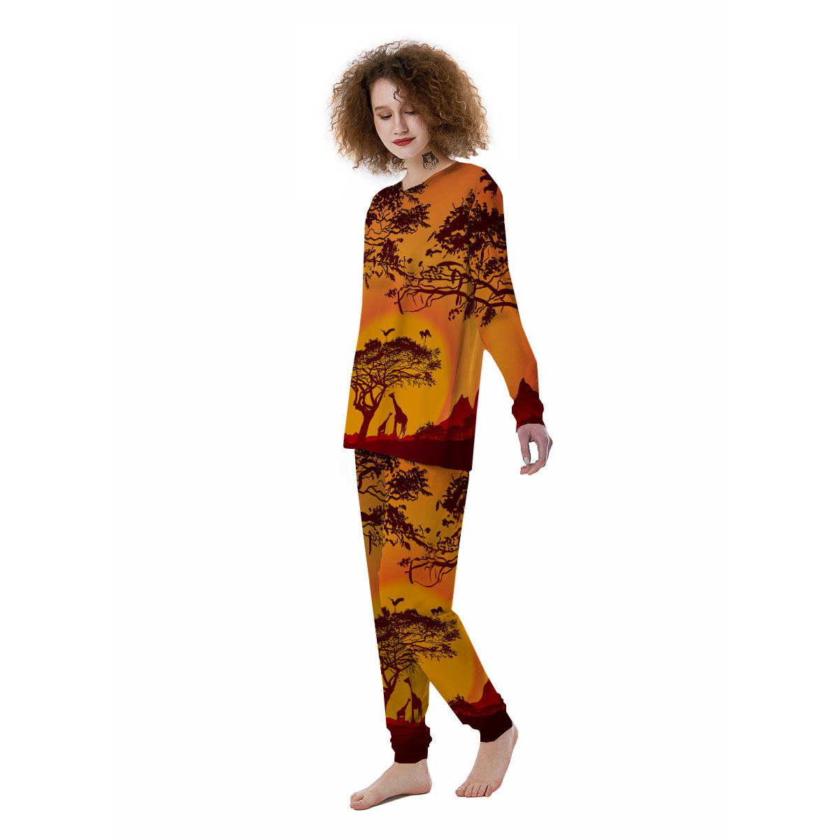 Sunset African Savanna Print Women's Pajamas-grizzshop