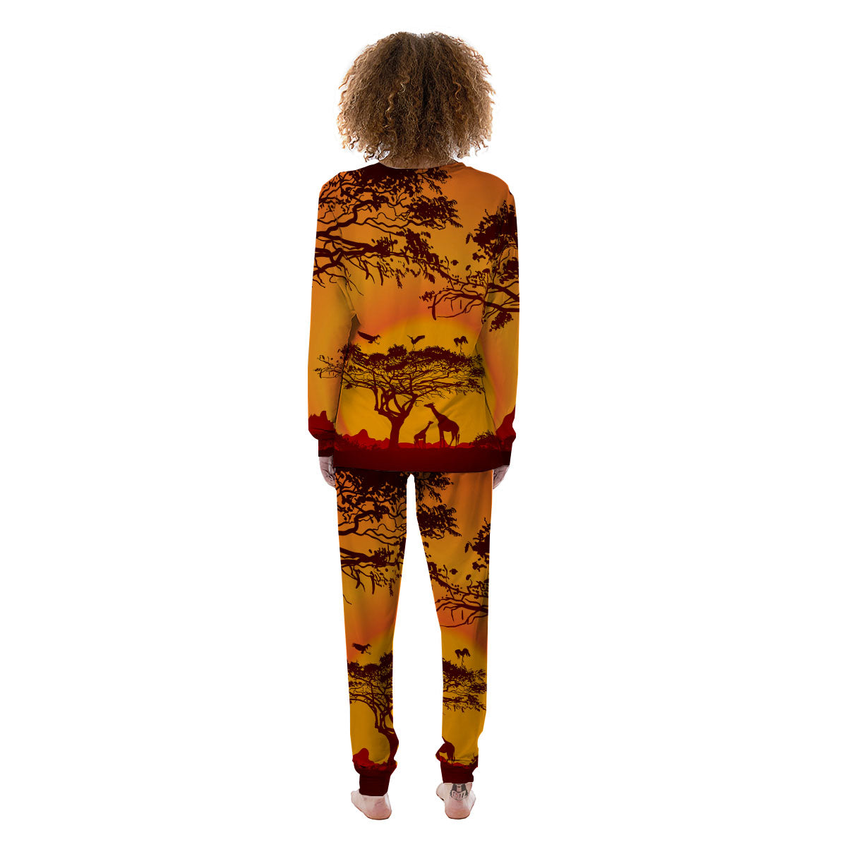 Sunset African Savanna Print Women's Pajamas-grizzshop