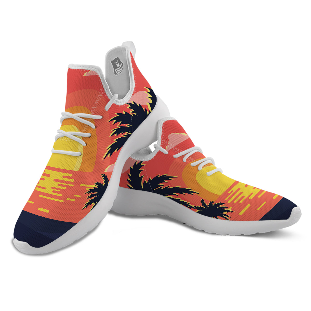 Sunset And Beach Pink Sky Print White Athletic Shoes-grizzshop
