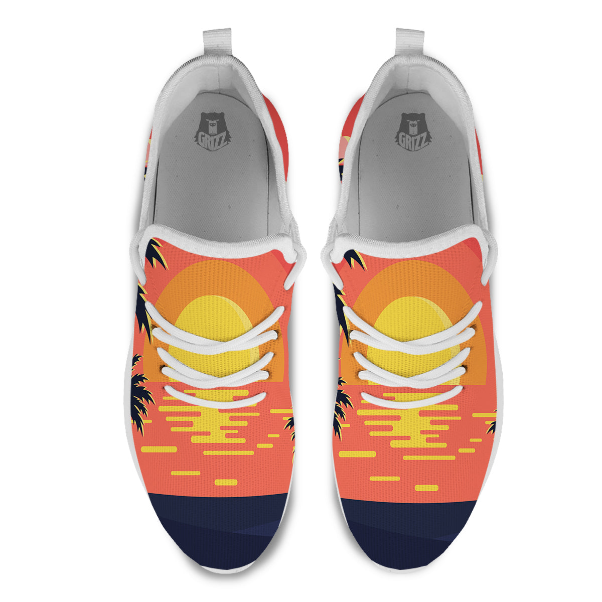 Sunset And Beach Pink Sky Print White Athletic Shoes-grizzshop