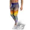 Sunset And Rainbow On Beach Print Men's Leggings-grizzshop