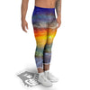 Sunset And Rainbow On Beach Print Men's Leggings-grizzshop