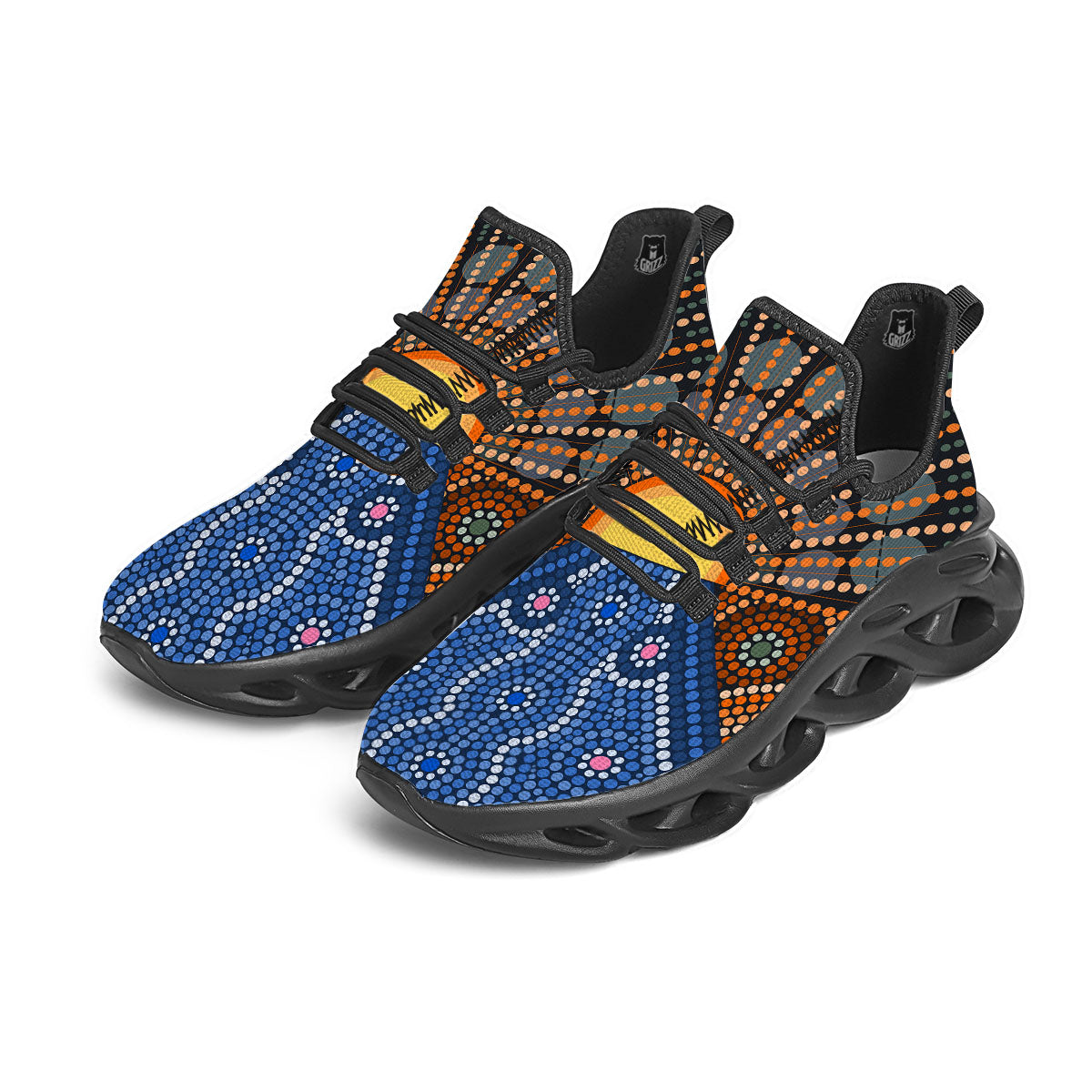 Sunset Art Aboriginal Indigenous Print Black Running Shoes-grizzshop