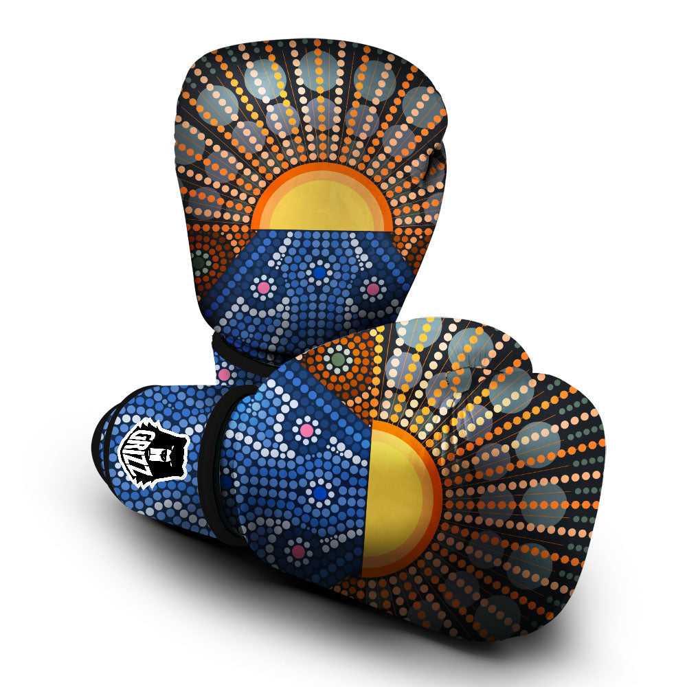 Sunset Art Aboriginal Indigenous Print Boxing Gloves-grizzshop