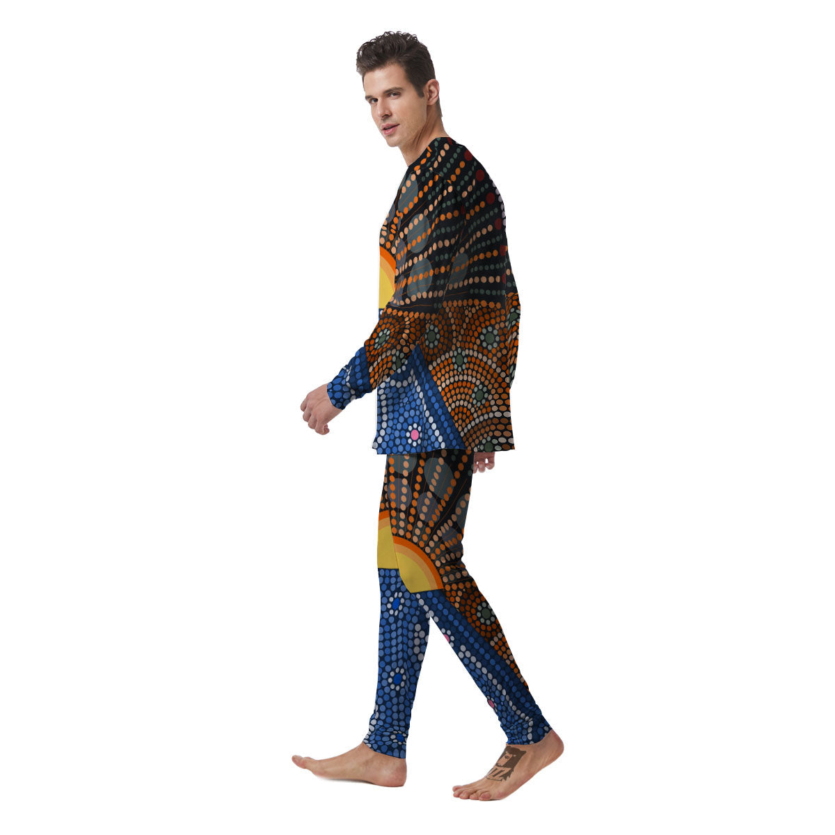 Sunset Art Aboriginal Indigenous Print Men's Pajamas-grizzshop