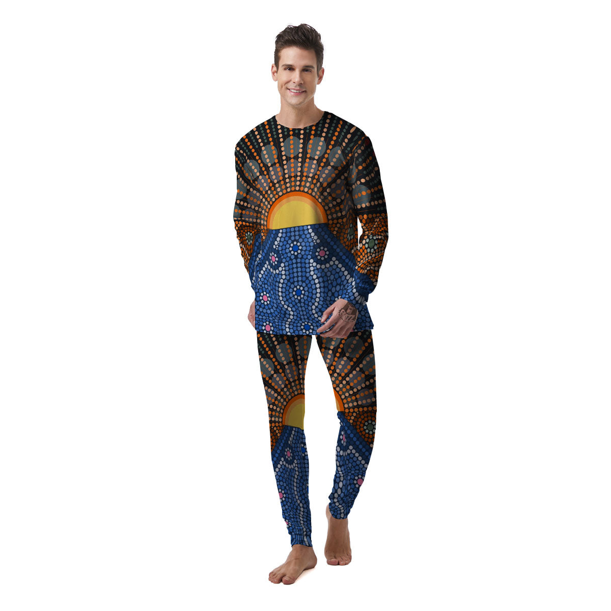 Sunset Art Aboriginal Indigenous Print Men's Pajamas-grizzshop