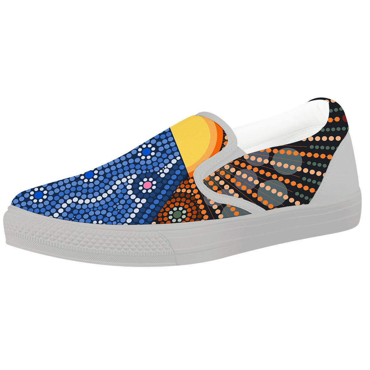 Sunset Art Aboriginal Indigenous Print White Slip On Shoes-grizzshop