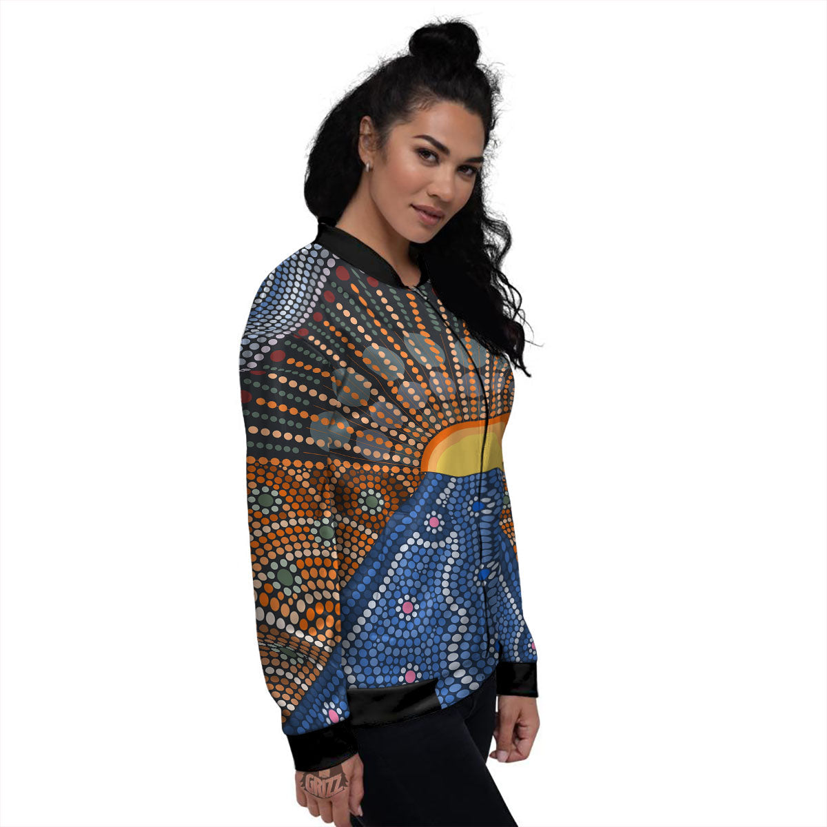 Sunset Art Aboriginal Indigenous Print Women's Bomber Jacket-grizzshop