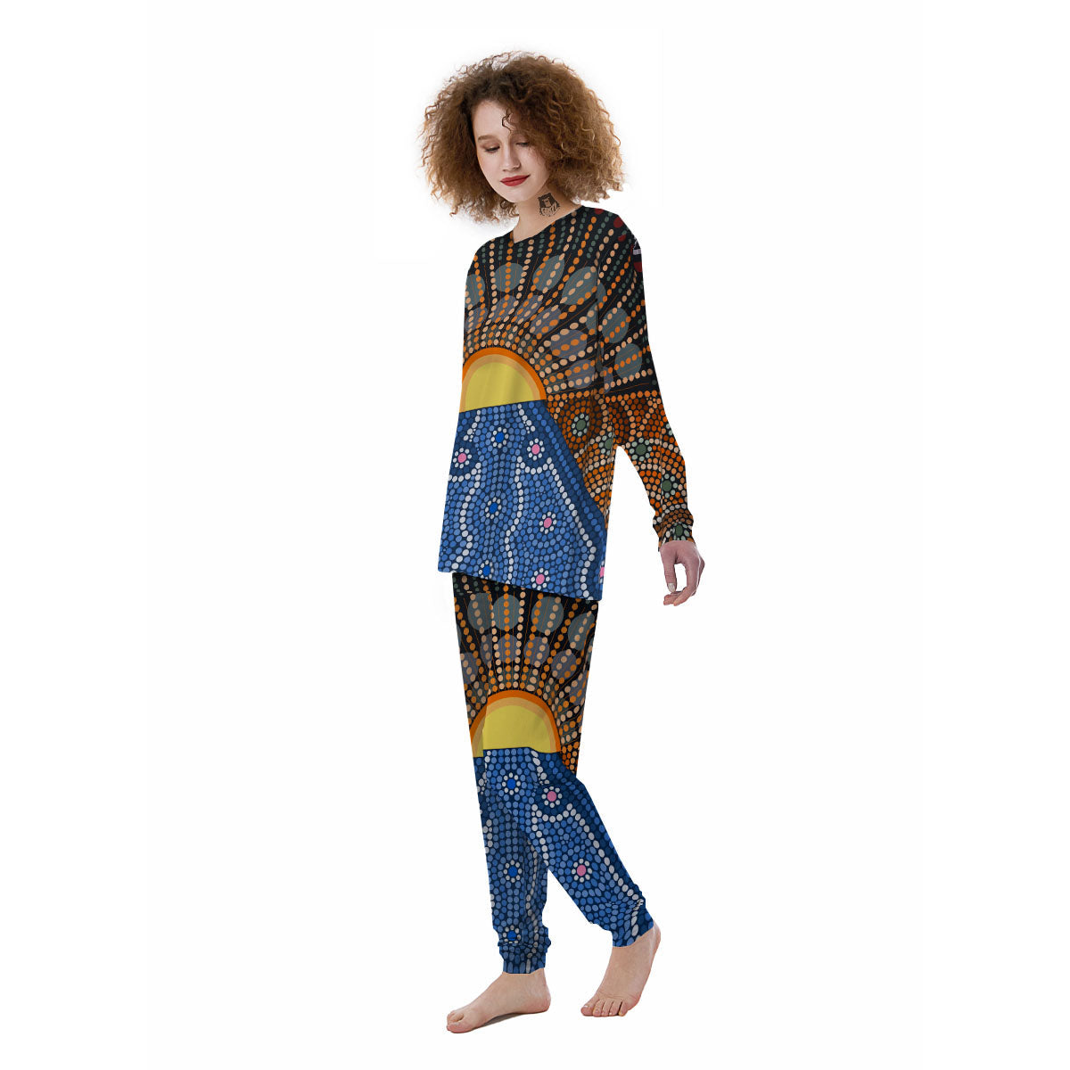 Sunset Art Aboriginal Indigenous Print Women's Pajamas-grizzshop