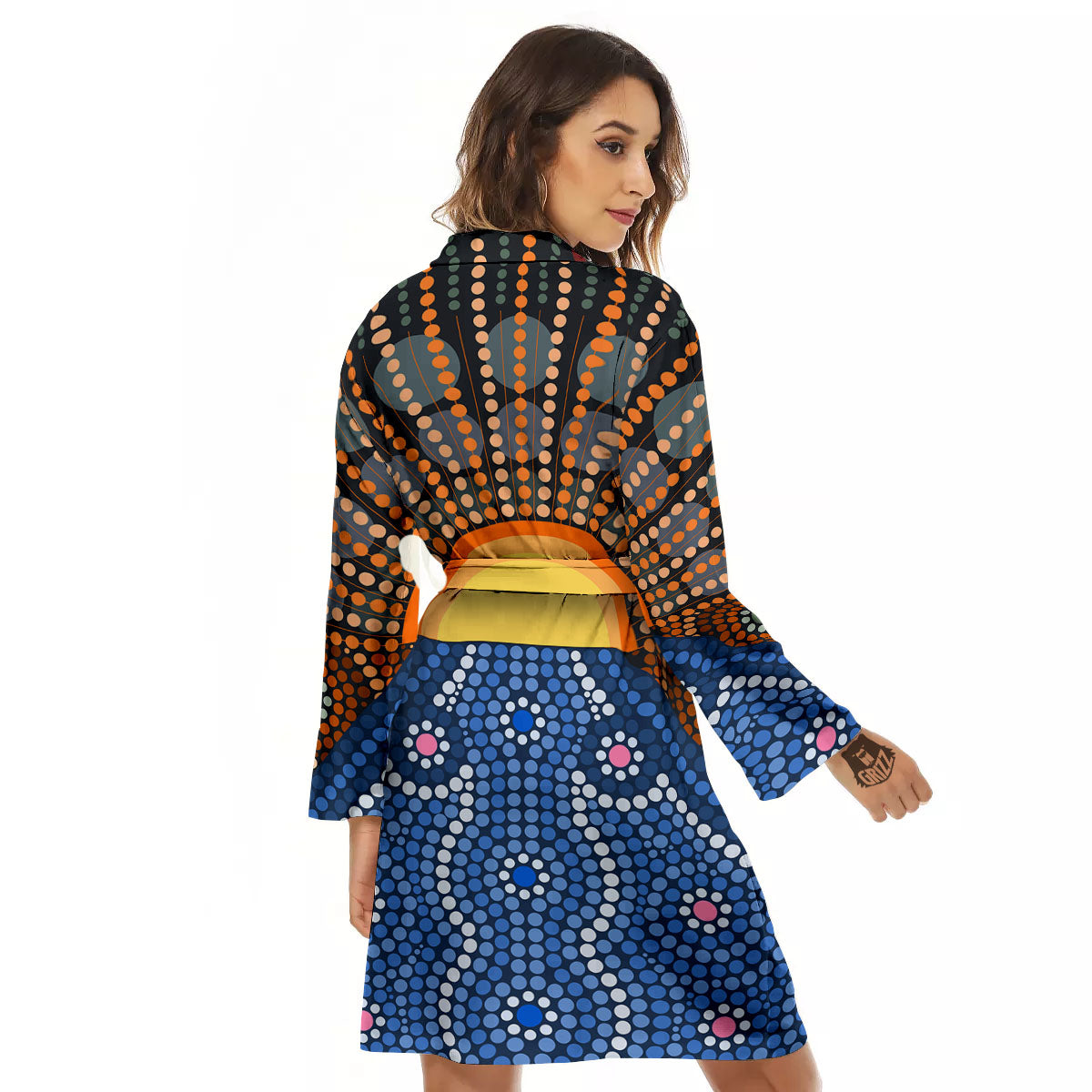 Sunset Art Aboriginal Indigenous Print Women's Robe-grizzshop