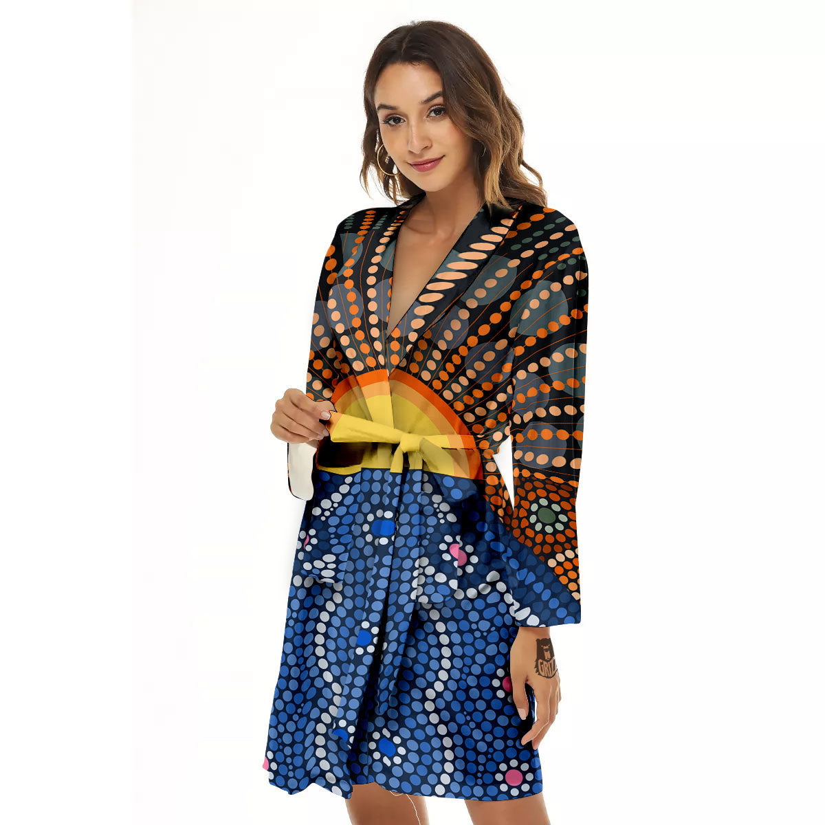 Sunset Art Aboriginal Indigenous Print Women's Robe-grizzshop