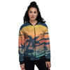 Sunset Beach Tropical Print Women's Bomber Jacket-grizzshop