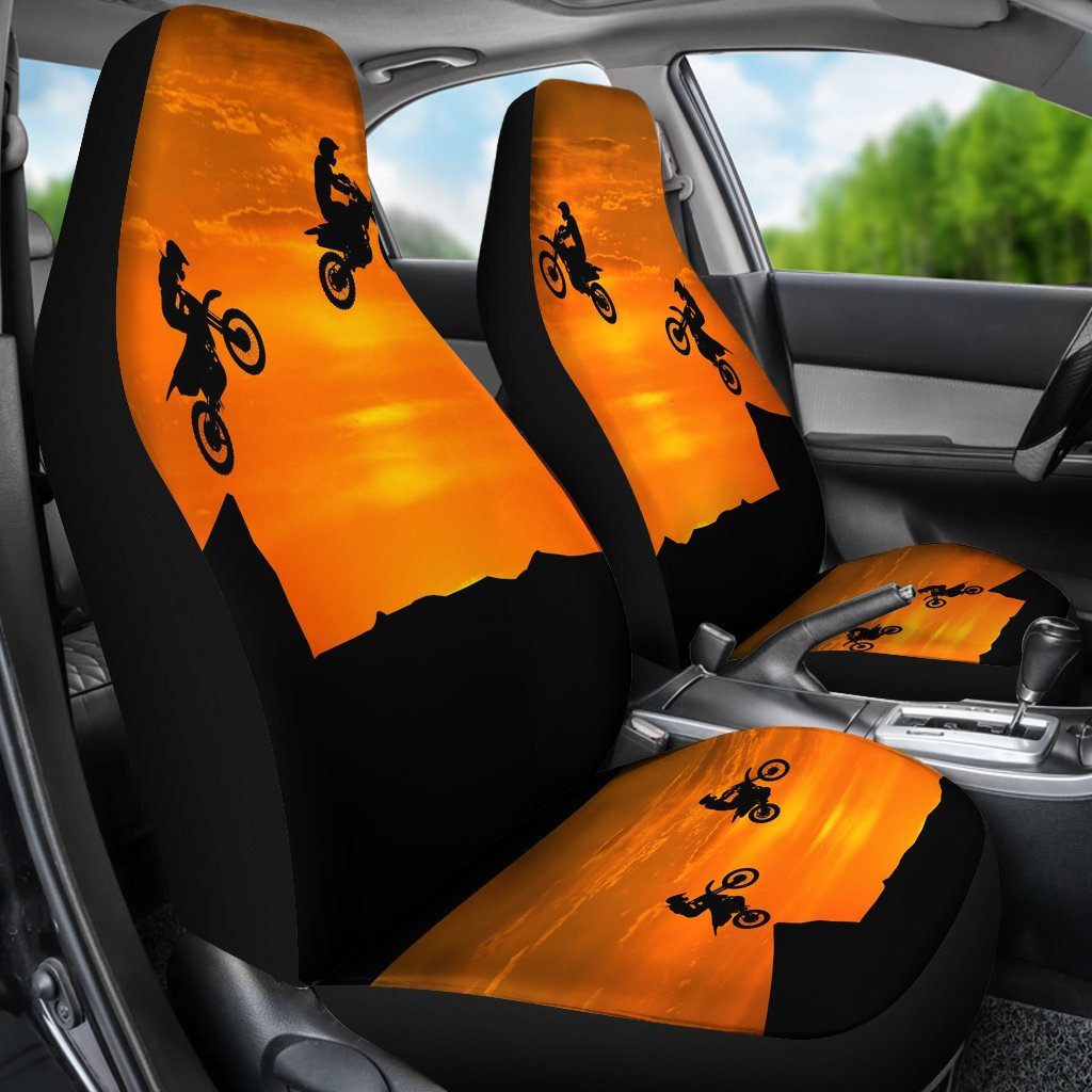 Sunset Dirt Bike Riders Car Seat Covers-grizzshop