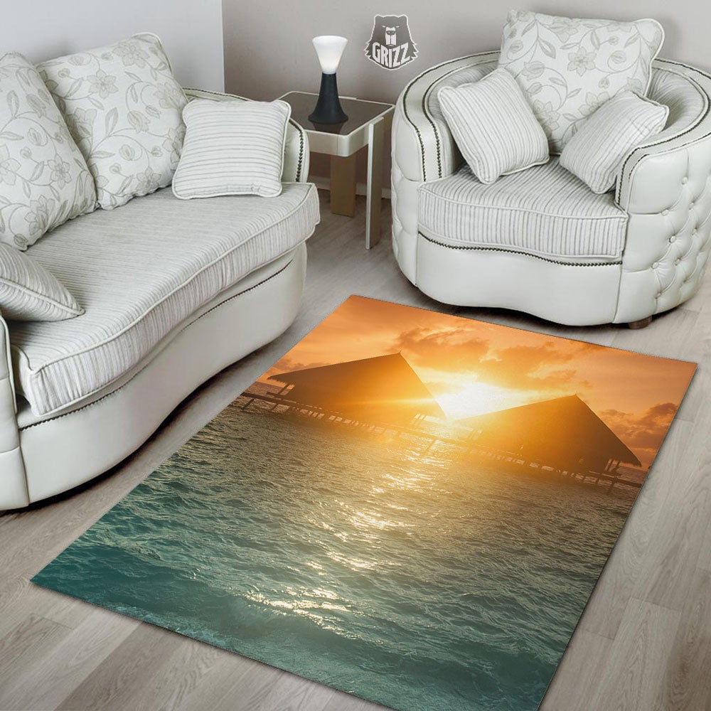 Sunset Maldives Print Floor Mat-grizzshop
