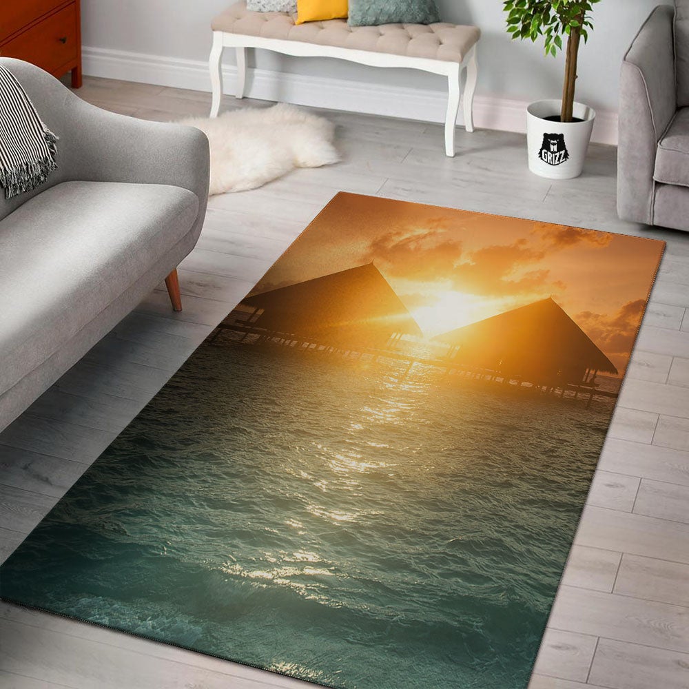 Sunset Maldives Print Floor Mat-grizzshop