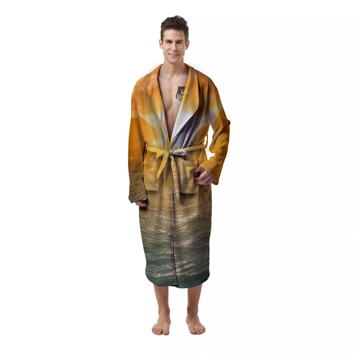 Sunset Maldives Print Men's Robe-grizzshop