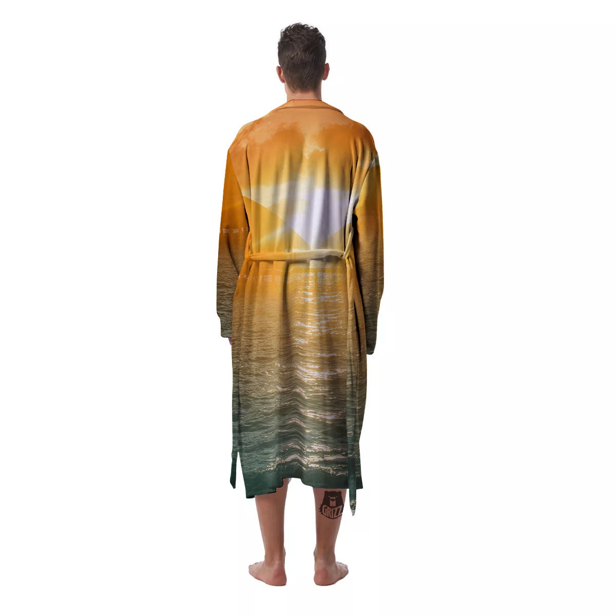 Sunset Maldives Print Men's Robe-grizzshop