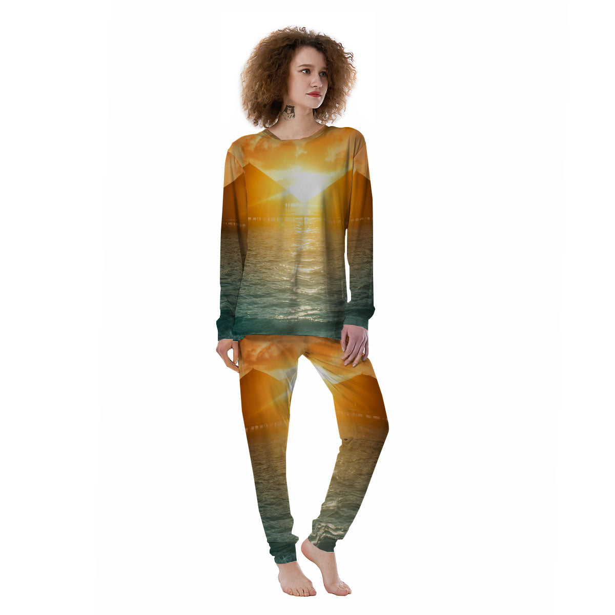 Sunset Maldives Print Women's Pajamas-grizzshop