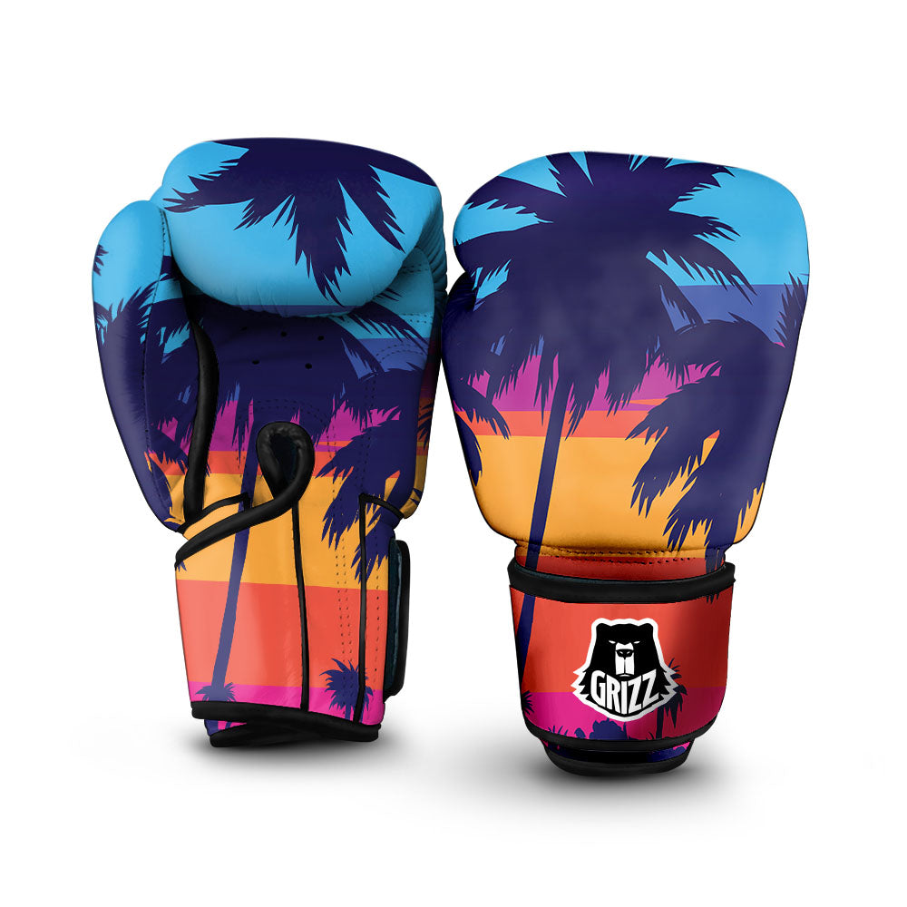 Sunset On The Beach And Palm Trees Print Boxing Gloves-grizzshop
