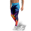 Sunset On The Beach And Palm Trees Print Men's Leggings-grizzshop