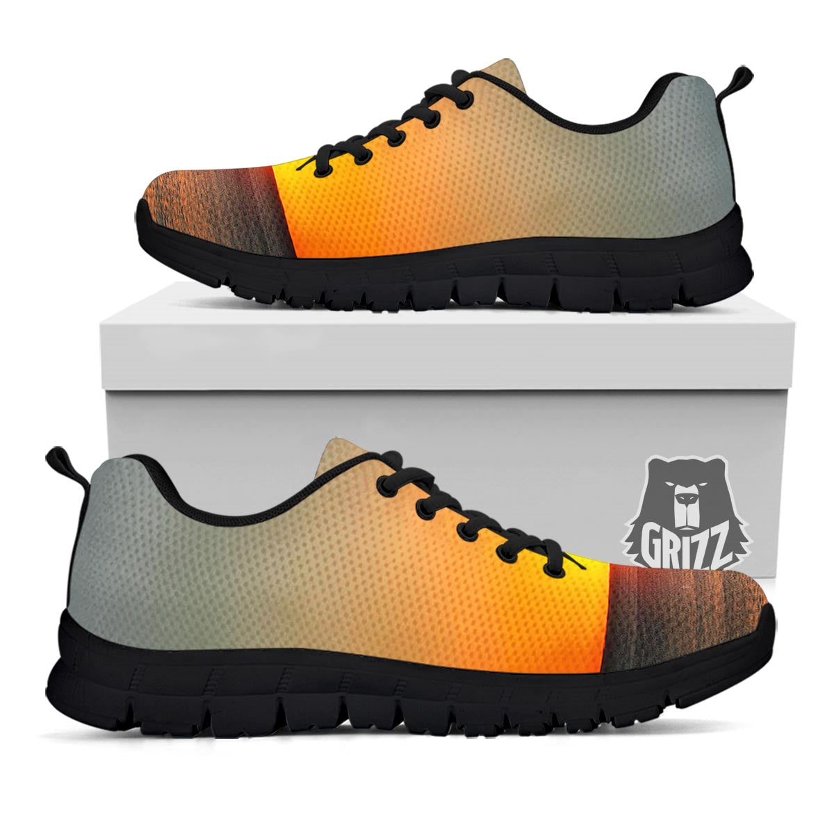 Sunset Over Sea Print Black Sneaker-grizzshop