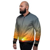 Sunset Over Sea Print Men's Bomber Jacket-grizzshop