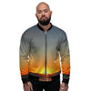 Sunset Over Sea Print Men's Bomber Jacket-grizzshop