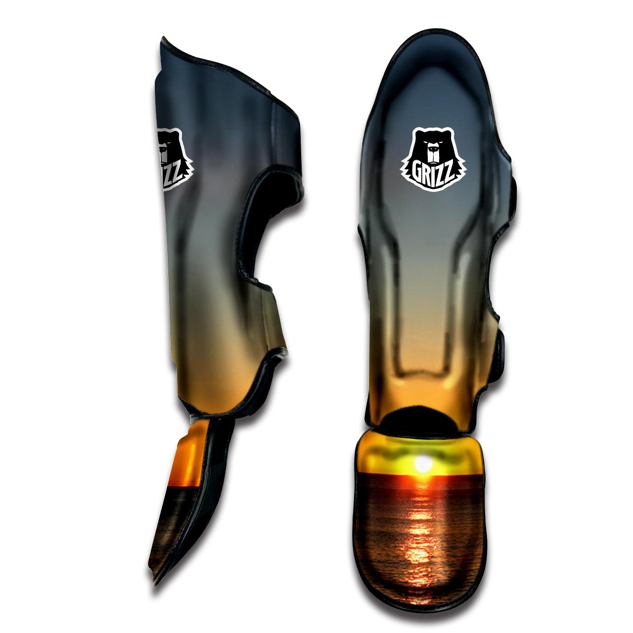 Sunset Over Sea Print Muay Thai Shin Guards-grizzshop