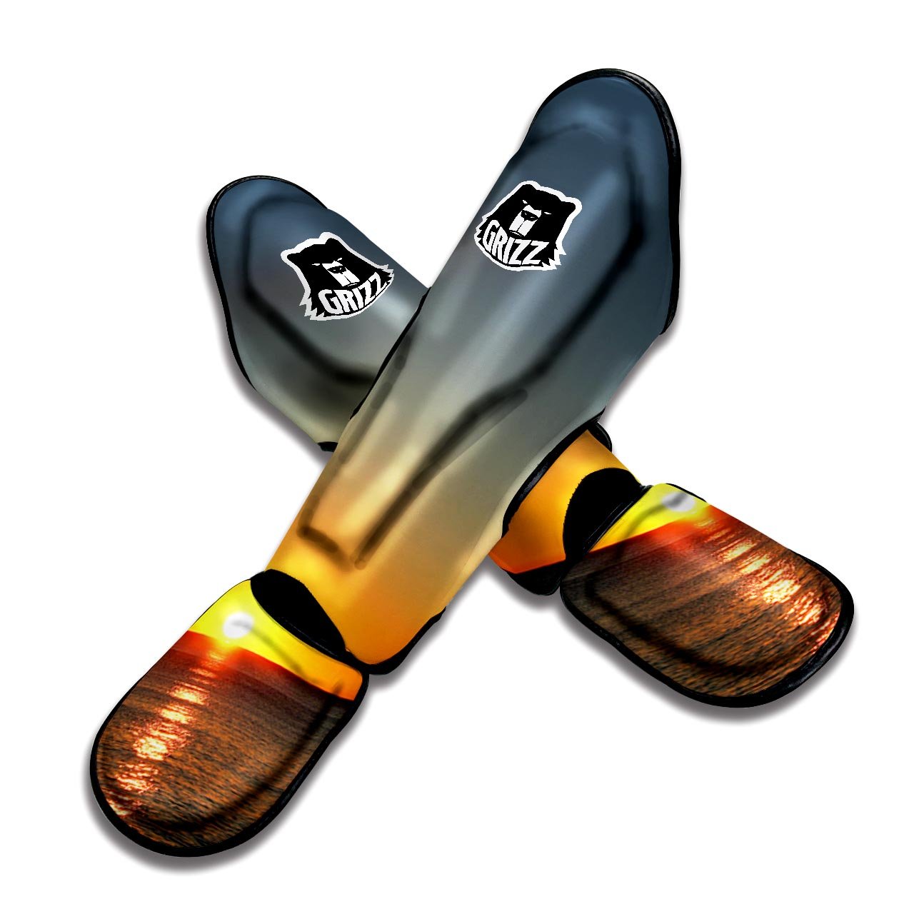 Sunset Over Sea Print Muay Thai Shin Guards-grizzshop