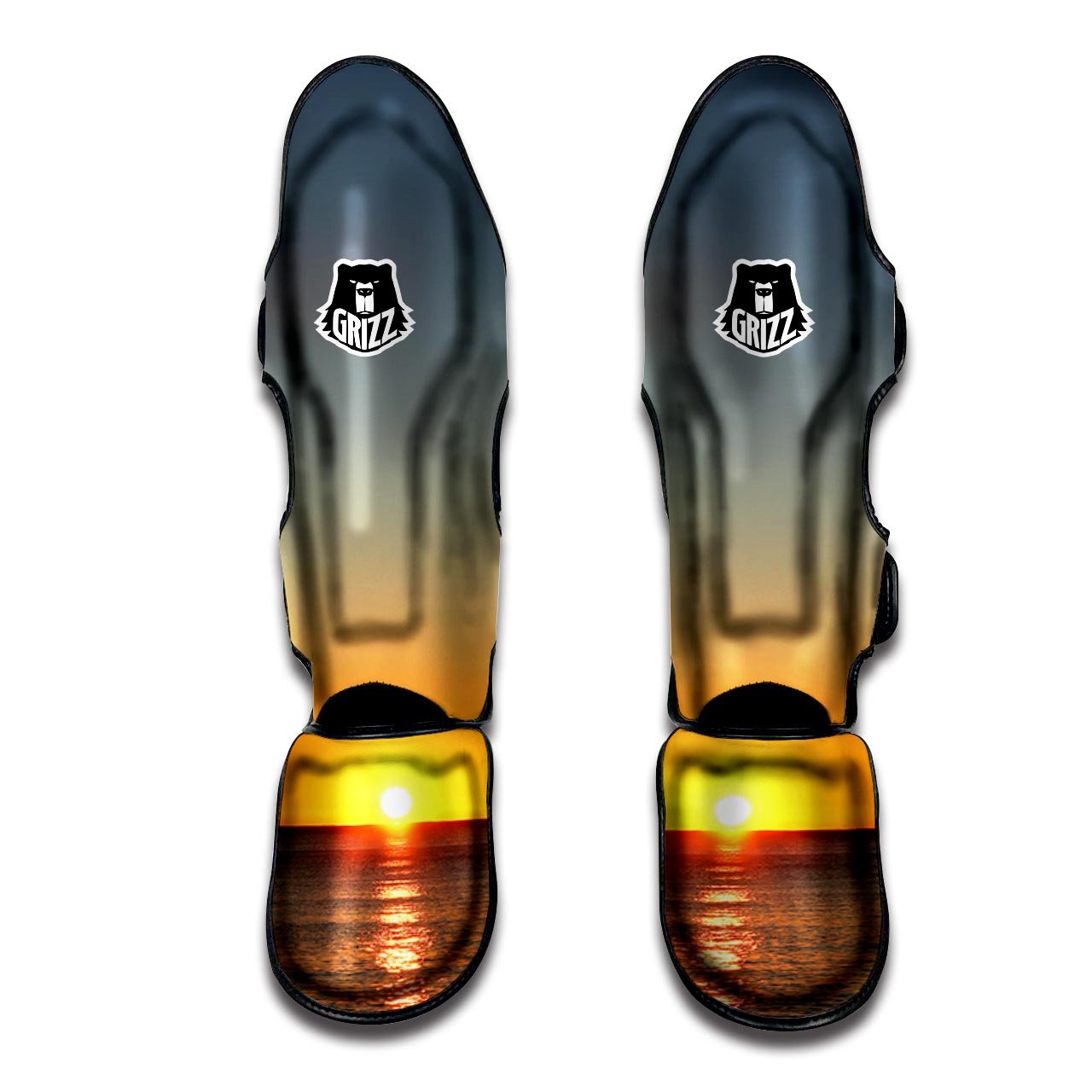 Sunset Over Sea Print Muay Thai Shin Guards-grizzshop