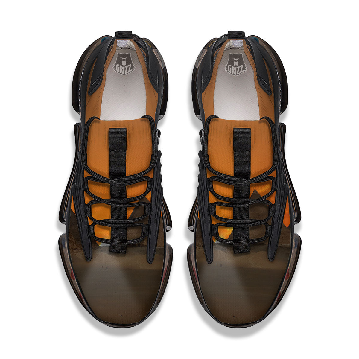 Sunset Pyramid Print Black Gym Shoes-grizzshop