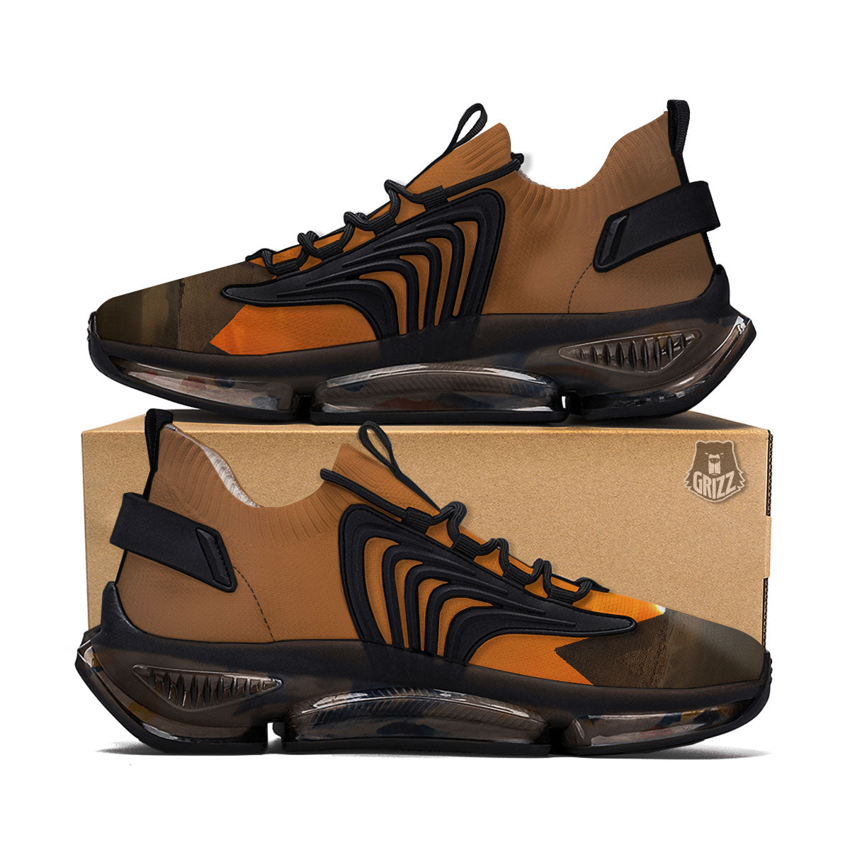 Sunset Pyramid Print Black Gym Shoes-grizzshop