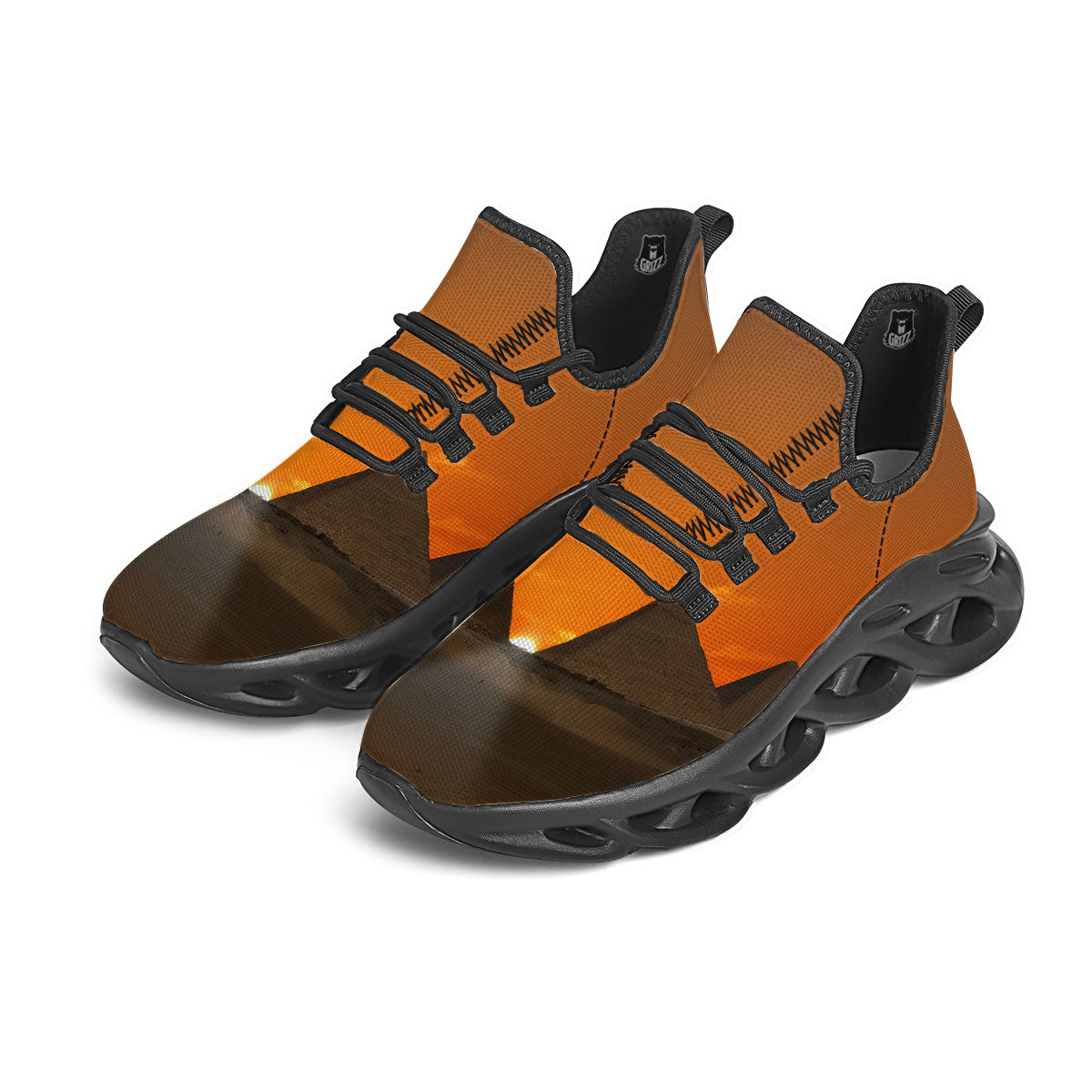Sunset Pyramid Print Black Running Shoes-grizzshop