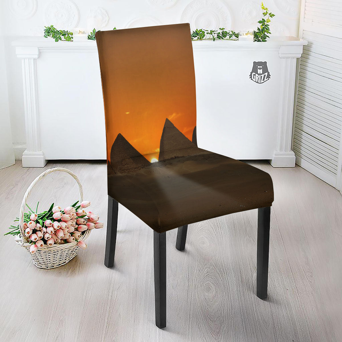 Sunset Pyramid Print Dining Chair Slipcover-grizzshop