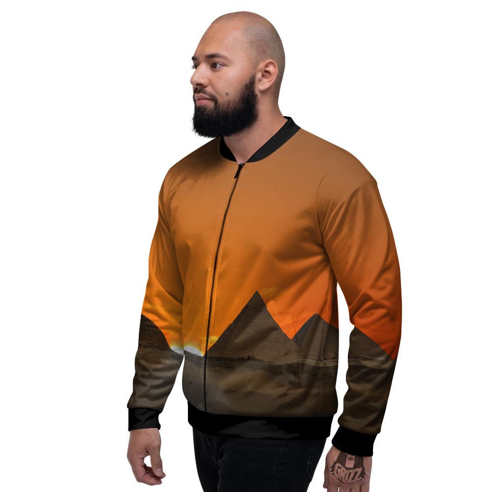 Sunset Pyramid Print Men's Bomber Jacket-grizzshop