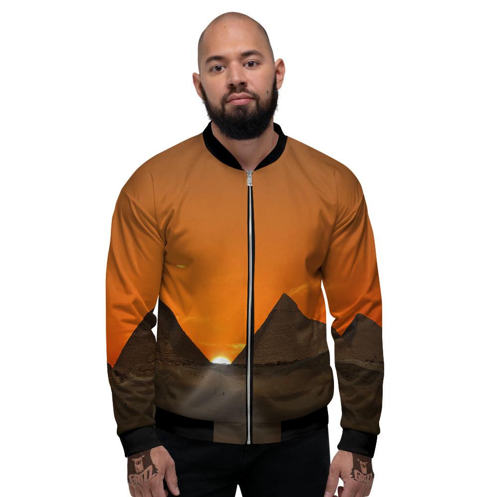 Sunset Pyramid Print Men's Bomber Jacket-grizzshop