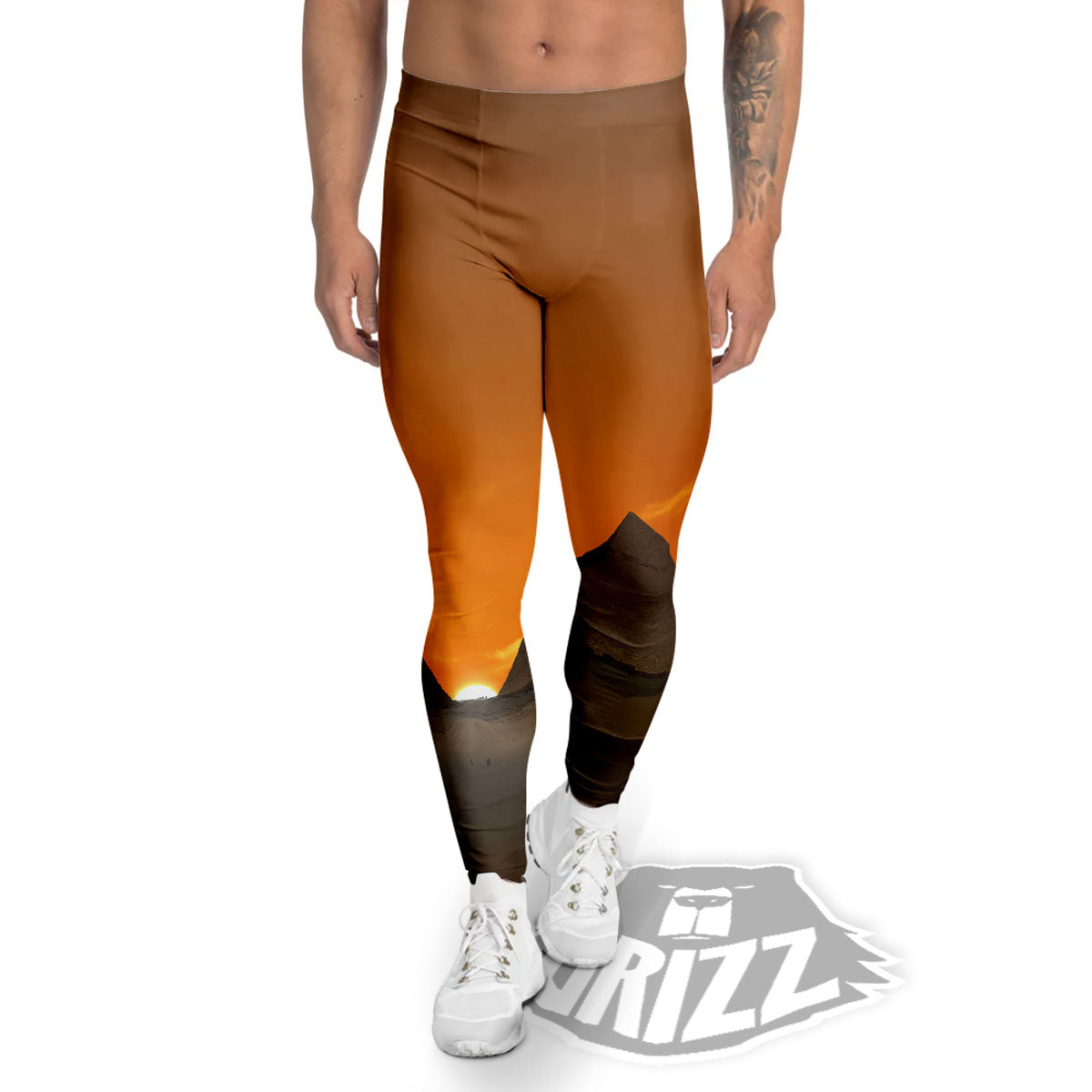 Sunset Pyramid Print Men's Leggings-grizzshop