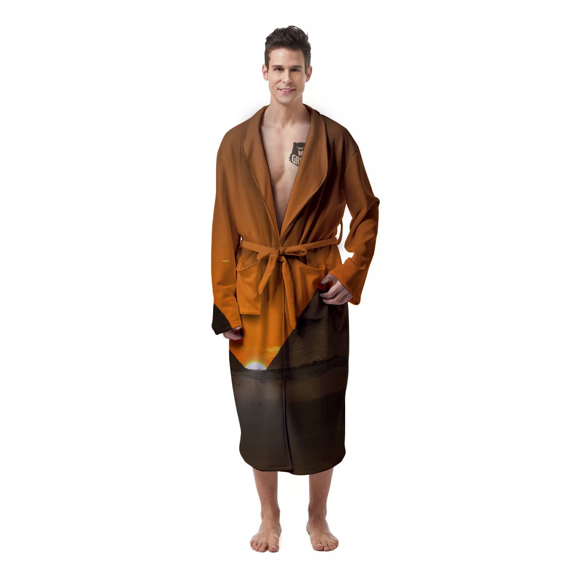 Sunset Pyramid Print Men's Robe-grizzshop