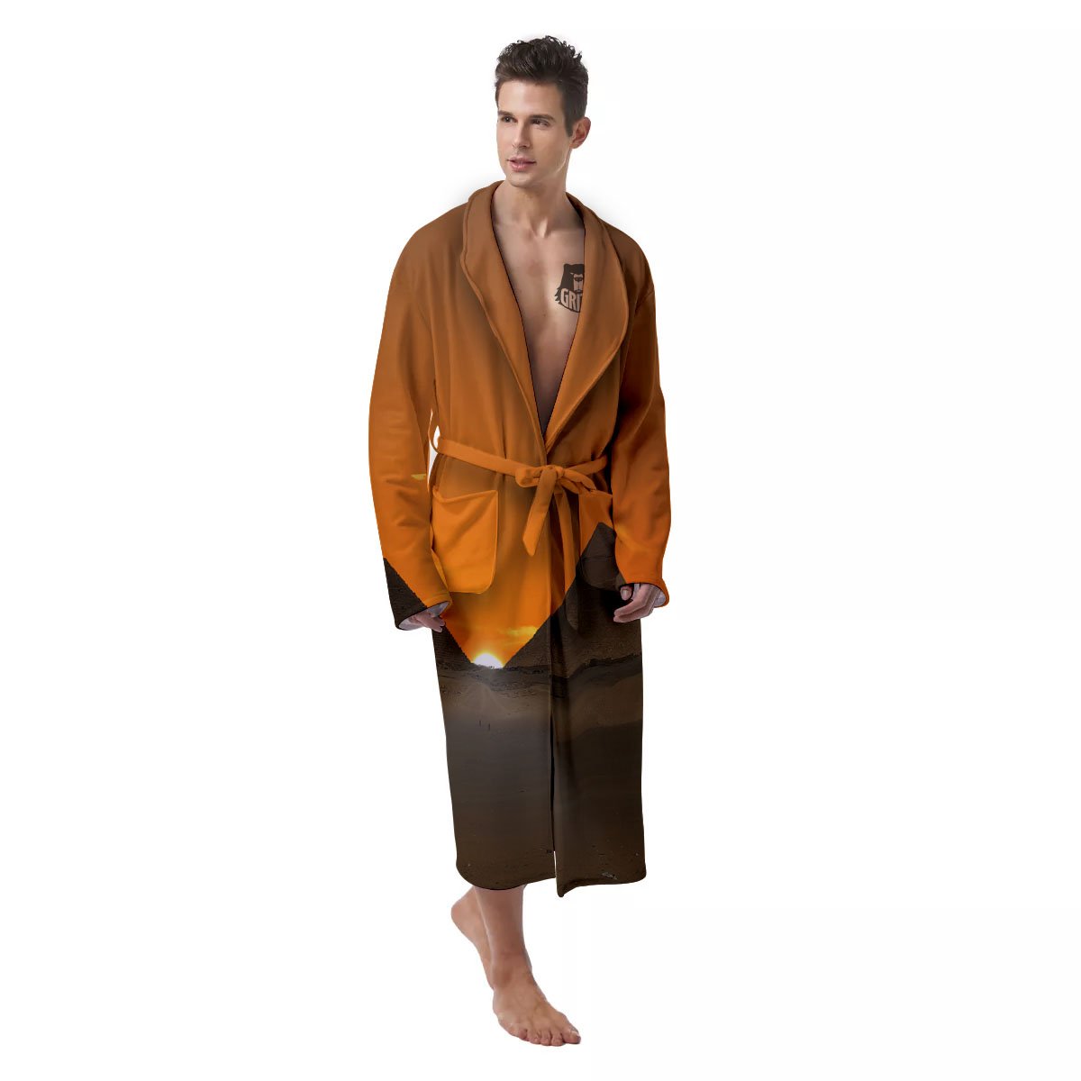 Sunset Pyramid Print Men's Robe-grizzshop