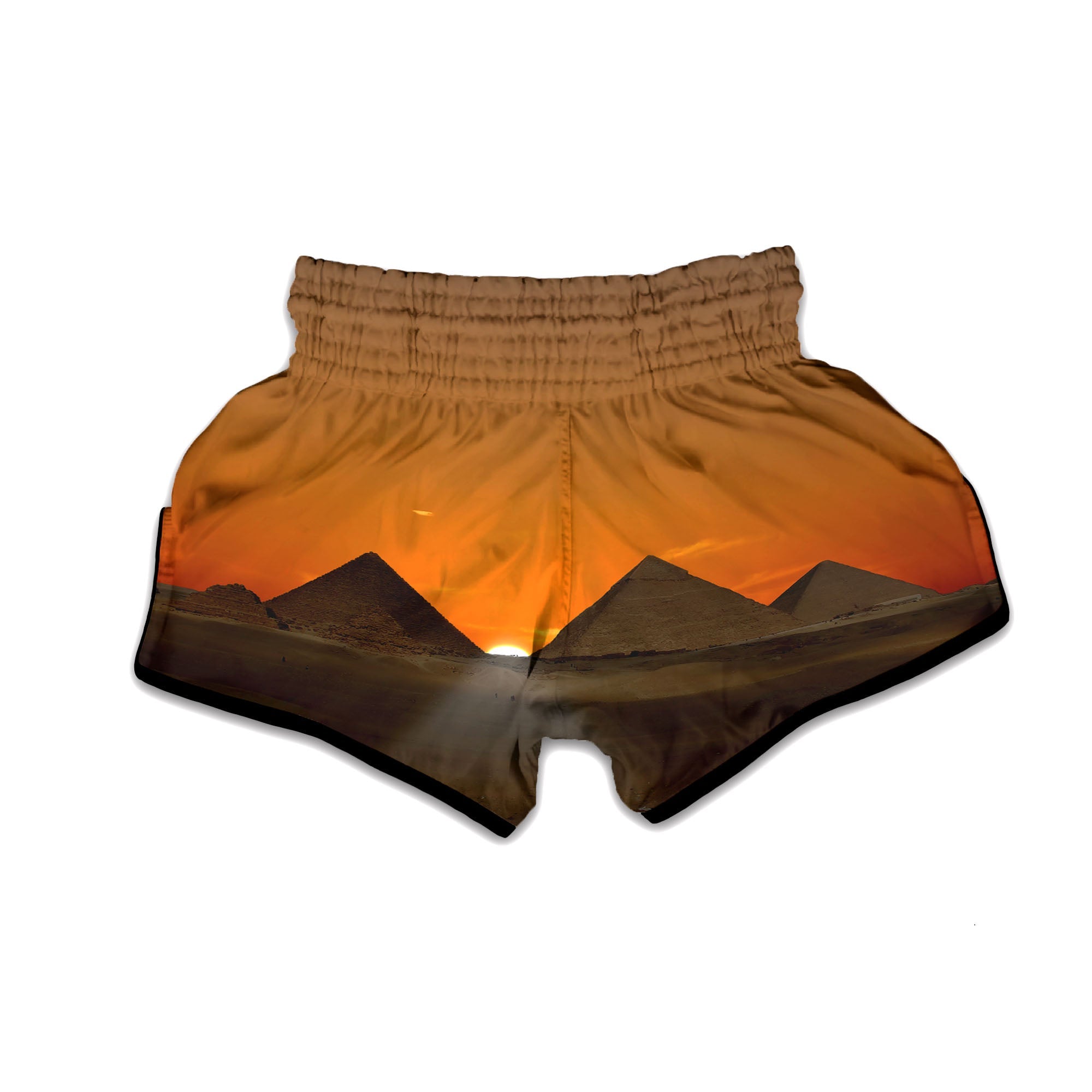 Sunset Pyramid Print Muay Thai Boxing Shorts-grizzshop