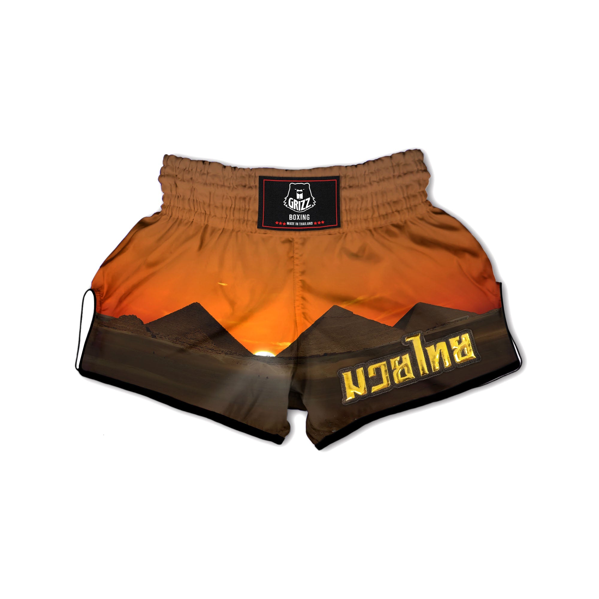 Sunset Pyramid Print Muay Thai Boxing Shorts-grizzshop