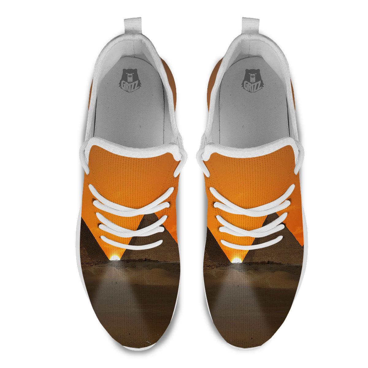 Sunset Pyramid Print White Athletic Shoes-grizzshop